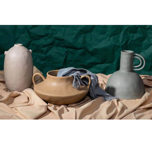 Wabi-sabi style Morandi colorful earthen jar ceramic vase ornaments creative home soft ornaments hotel tabletop ornaments