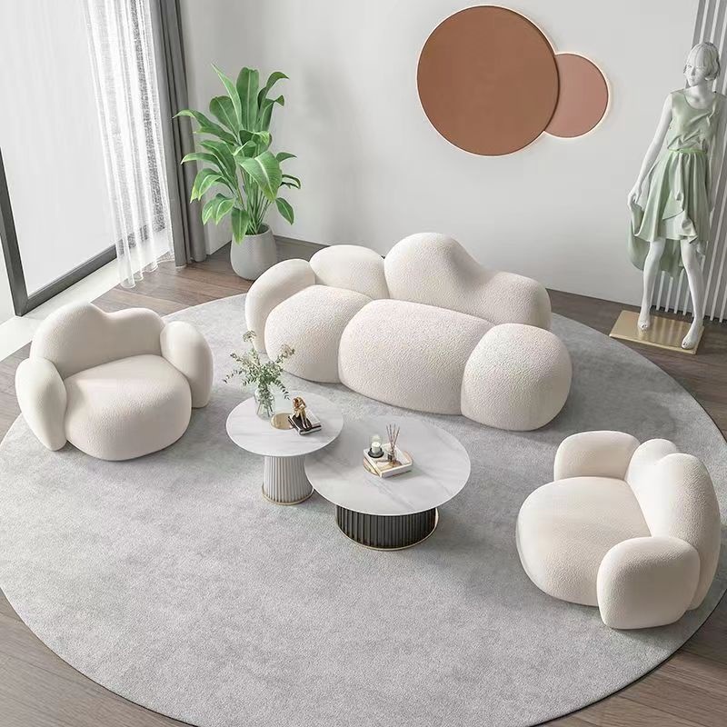 欧式弧形云朵网红客厅简约现代创意艺术沙发羊羔绒科技布艺沙发