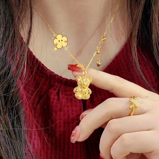 Yueshang Jewelry Spot Wholesale 5g Gold Filigree Bear Pendant Women's 999 Pure Gold Pendant for Girlfriend