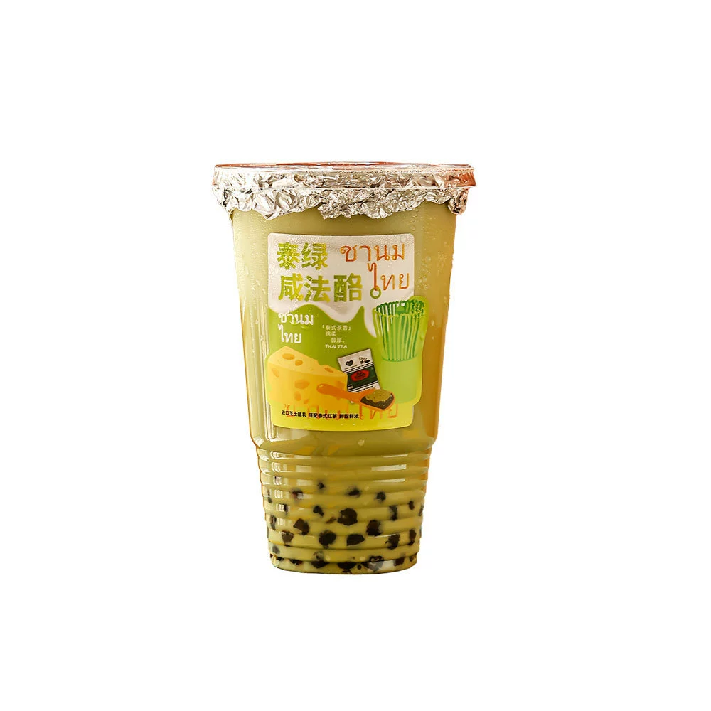  disposable tea cup, sticker, plastic transparent glass, internet celebrity, 1000 ml, 32 oz