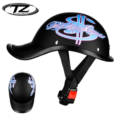 Distinctive Lightweight Scoop Helmet Summer — Motosiklet kaskı (dəbilqə) - blue-us-dollar-positive-and-reverse-2-tape-free-size-55-62-head-circumference