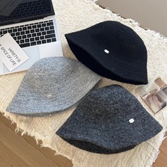 手工针织毛线渔夫帽子女春秋新款日系百搭遮脸盆帽冬季防寒水桶帽
