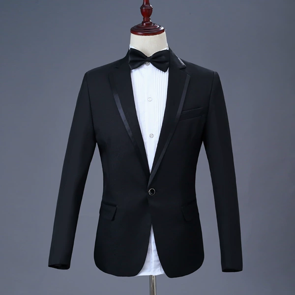 Black boxer collar with black edges (single jacket + bow tie)