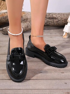 N 60695 Red Loafers Women French Style �tɫ����Ь �羳���l