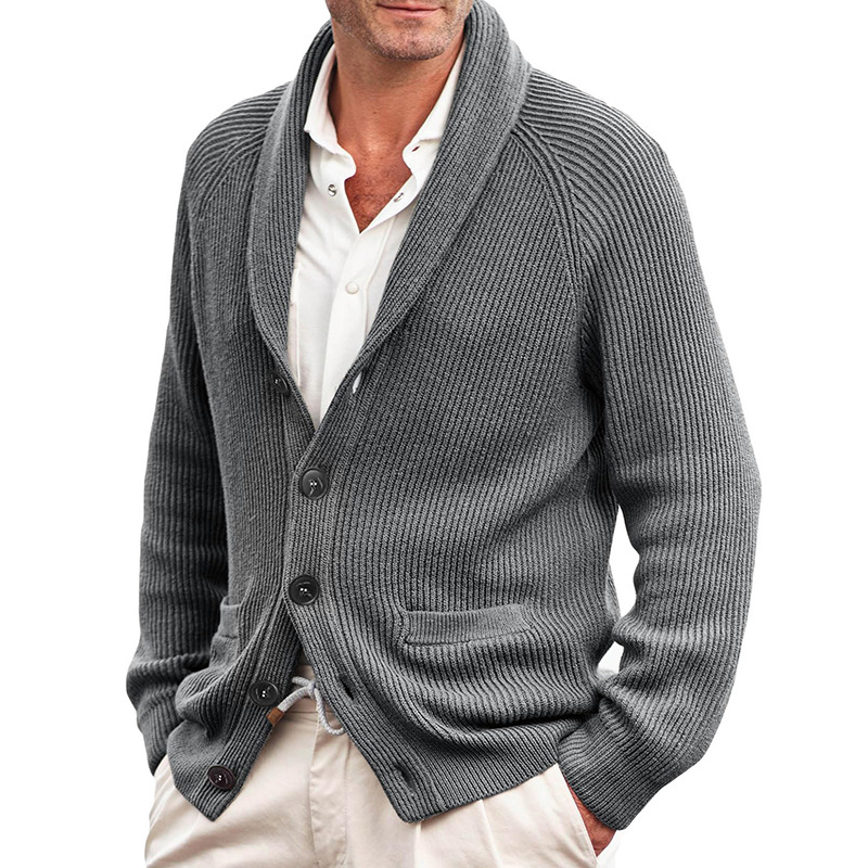 Men's Cardigan Sweater Turn-down Collar Knitted Jacket For Autumn_voghion.com
