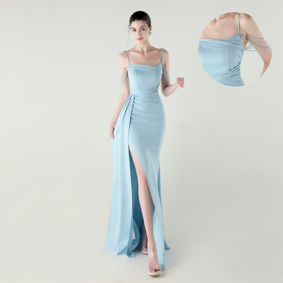 33672 # Strapless Satin Beaded Chain Mermaid Evening Dress for Wedding or Prom 33672 # Strapless Satin Beaded Chain Mermaid Evening Dress for Wedding or Prom