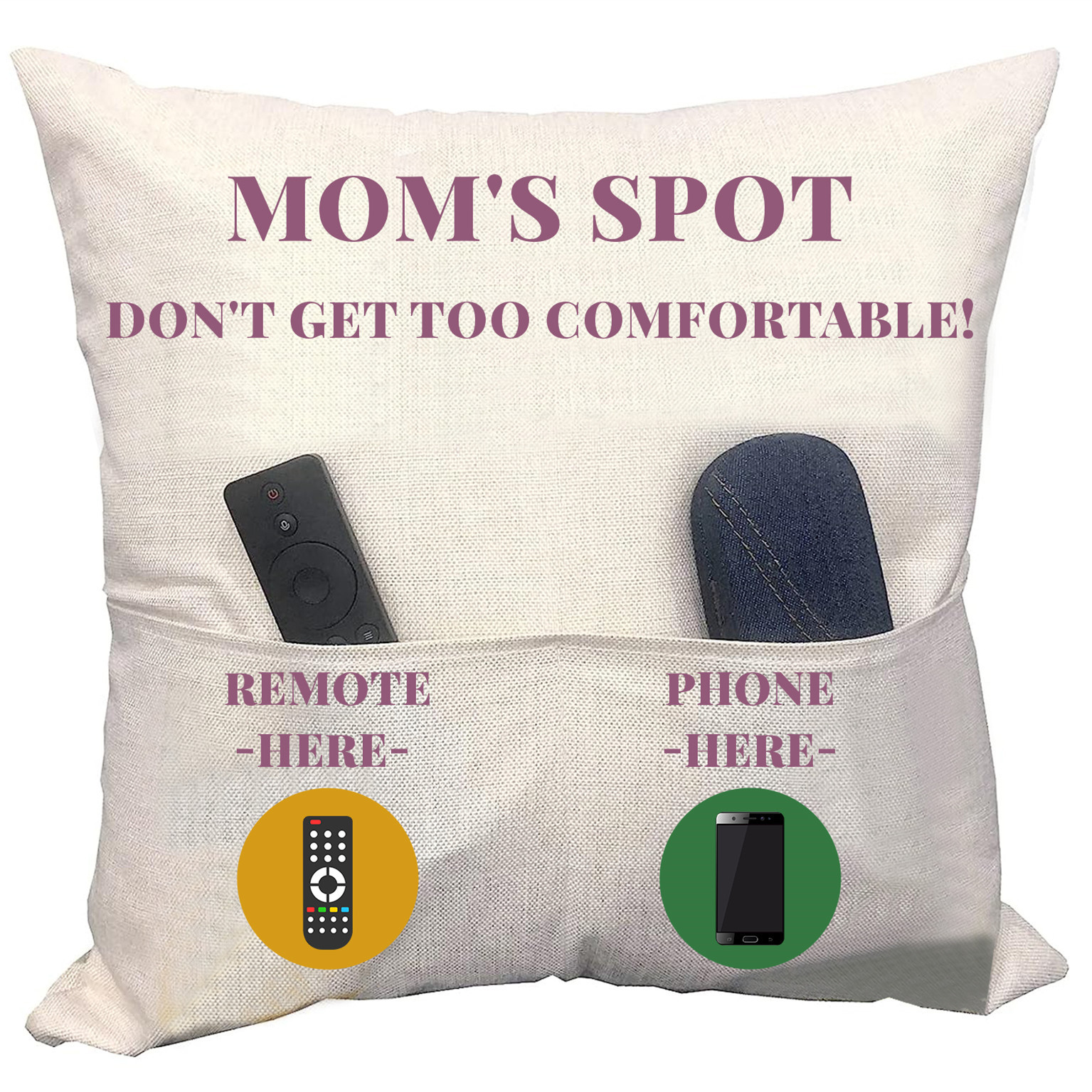 Creative remote control mobile phone storage pocket pillow case cross-border linen material sofa printed pillow case cushion