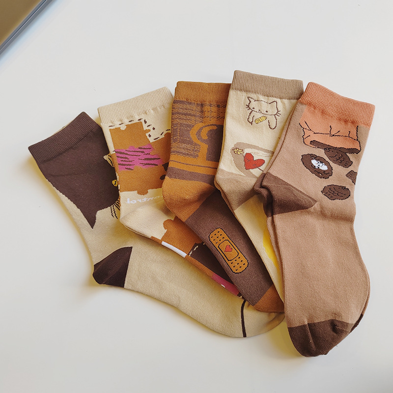 Autumn and winter cartoon cat new boneless ladies cotton socks versatile