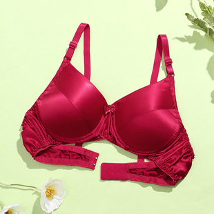 Real Silk Bra Double-Sided Mulberry Silk Bra Thin Non-Rim Seamless Underwear Women's AB Cup Solid Color Silk Bra