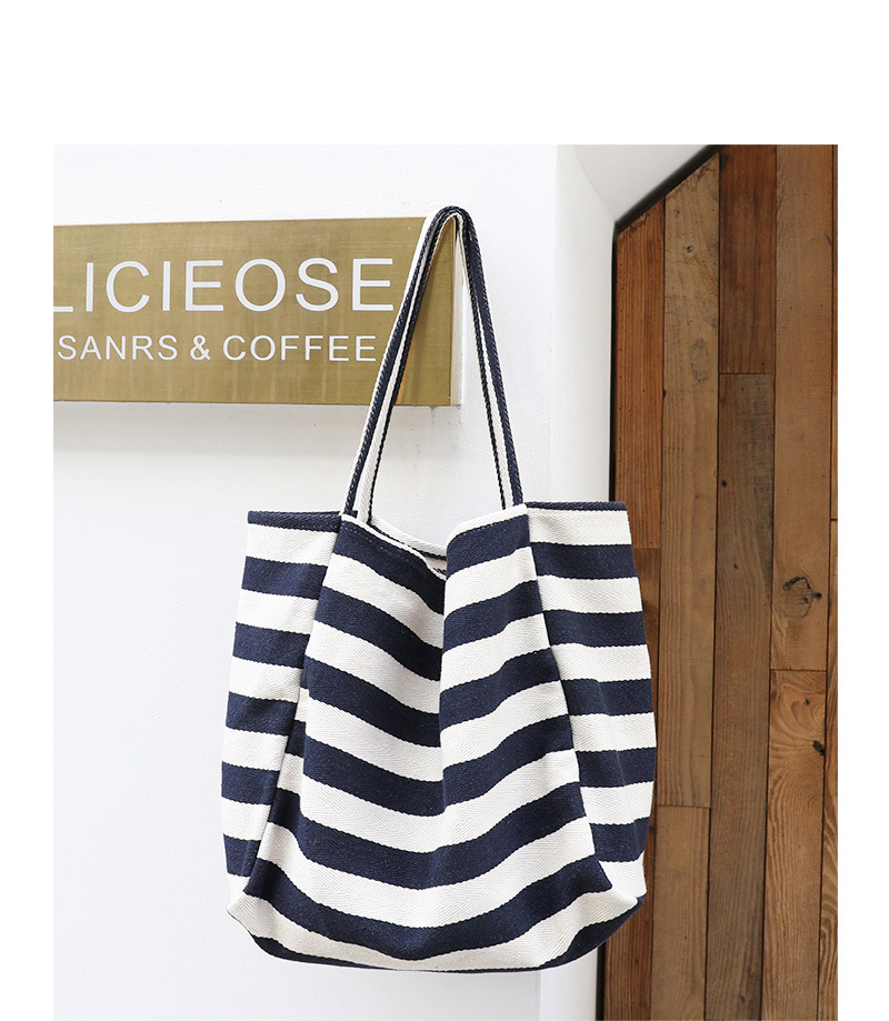 Women's Large Canvas Stripe Streetwear Open Canvas Bag display picture 14