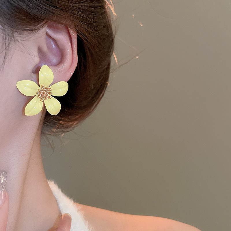 1 Par Dulce Flor Esmalte Aleación Hierro Pendientes display picture 26