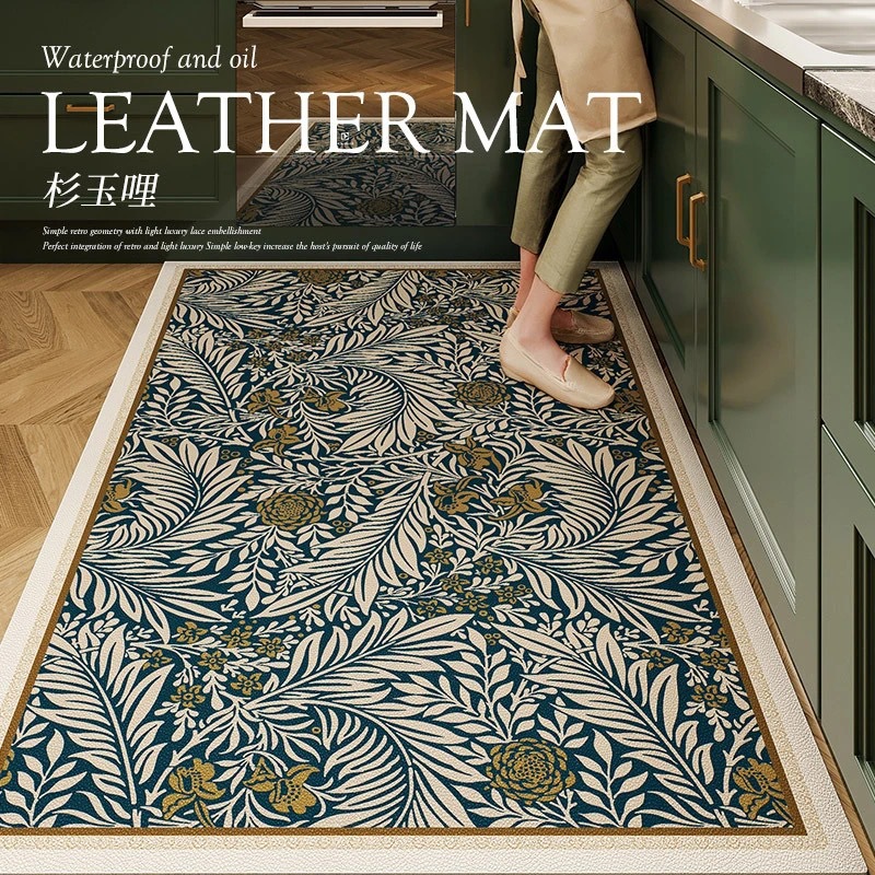 American-Style Retro Diatomaceous Earth Kitchen Floor Mat, Water-Absorbent, Oil-Absorbent, Dirt-Resistant, Non-Slip, Light Luxury Entryway Mat, Bathroom Floor Mat