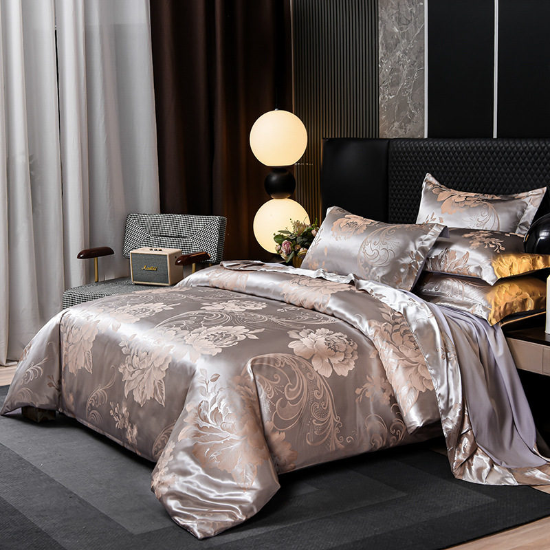 Corte de estilo europeo satén Jacquard cuatro piezas de alto soporte satén de alta densidad tres piezas de sábanas de cama de regalo image 1