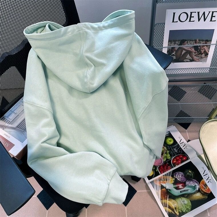 Japanese and Korean Style Mint Green Thin Cardigan Hooded Sweatshirt for Women, New Spring and Autumn Korean Version, Lazy Loose Fit, Versatile Casual Jacket