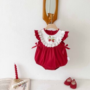 Baby Summer Clothes, Newborn Clothes, Baby Girl's Jumpsuit, Full Moon Robe, Summer Thin Coveralls, Pure Cotton Category a
