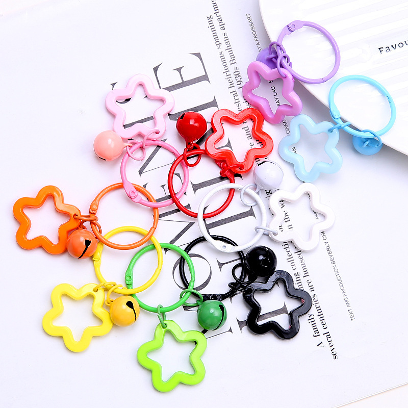 Colorful Pentagram Acrylic Keychain Pendant Dopamine Earphone Case Hanging Fresh Couple Bag Decoration_voghion.com