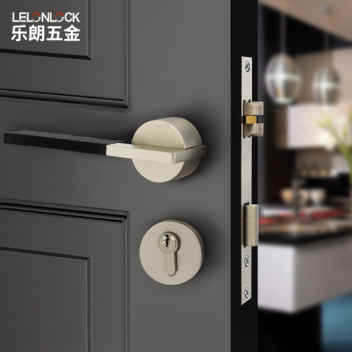 Lelang Wholesale Light Luxury Genuine Leather Handle Mortice Lock Interior Door Nordic Style Room Door Lock Silent Magnetic Split Lock