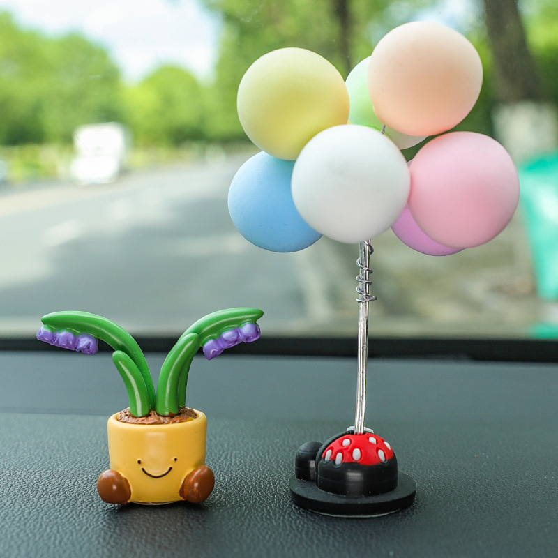 Accesorios para coche bonitos, plantas en maceta, flores, pequeños adornos para coche, mini decoraciones para salpicadero, sensación de alta gama, transfronterizo