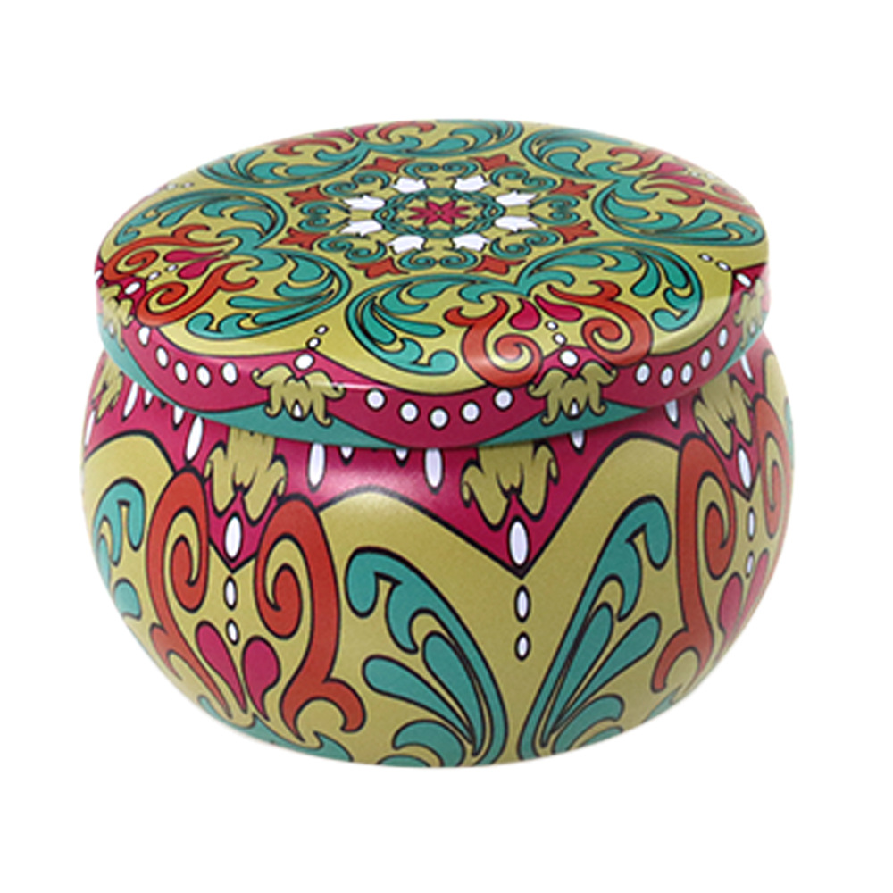 Venta al por mayor de fábrica: Tarro de hojalata de estilo étnico de 4.4 oz con forma de barriga grande para sirope de pera, dulces, té, velas aromáticas y almacenamiento de alimentos. image 21