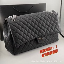 小香CF真皮鱼子酱链条机场包大容量单肩女包包菱格斜挎包流浪包包