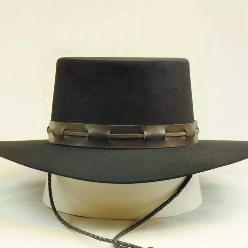 Solid Color Sheep Felt Leather Decorative Wool Top Hat_voghion.com