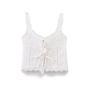 Amazon European and American Cross-Border Women's Clothing Wholesale Women's Bow-Embellished Embroidered Tops