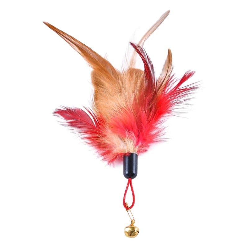 Feather Cat Teaser Wand Plush Replacement Head Three-Section Accessory Telescopic Rod Cat Toy Wire Head Cat Self-Entertainment