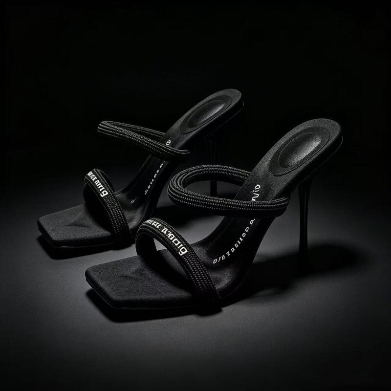 High-end 2026AW Da Wang square-toed satin stiletto high-heeled shoes, fashionable mid-heel genuine leather sandals for women