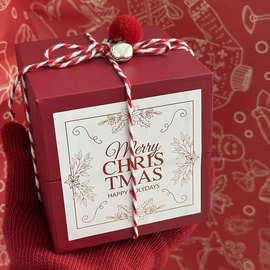 圣诞苹果包装礼物盒新年红色袜子手套伴手礼平安夜推头摆件硬纸盒