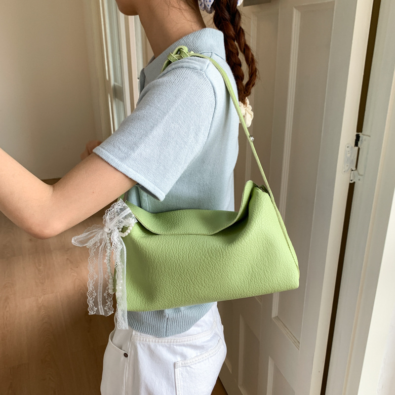 Bolsa de hombro portátil de gran capacidad para mujeres 2026 sensación cotidiana de lichi estampado bolso de almohada coreano bolso de brazo