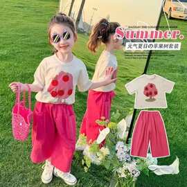 女童时尚套装夏季2025新款潮儿童休闲夏装韩版女孩短袖两件套洋气