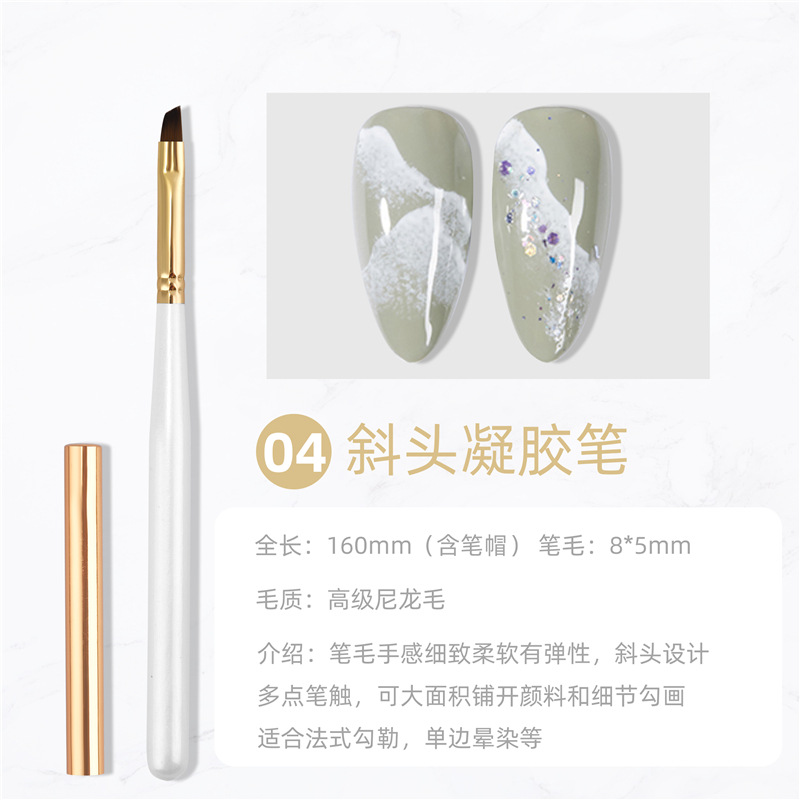Nuevo estilo japonés de uñas de arte universal pluma pétalo pluma Plaid pluma varilla de madera uñas arte pintura pluma dibujo pluma uñas arte pluma conjunto completo