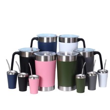 跨境2L大容量真空咖啡壶套装小喇叭杯304不锈钢套杯手柄壶保温杯