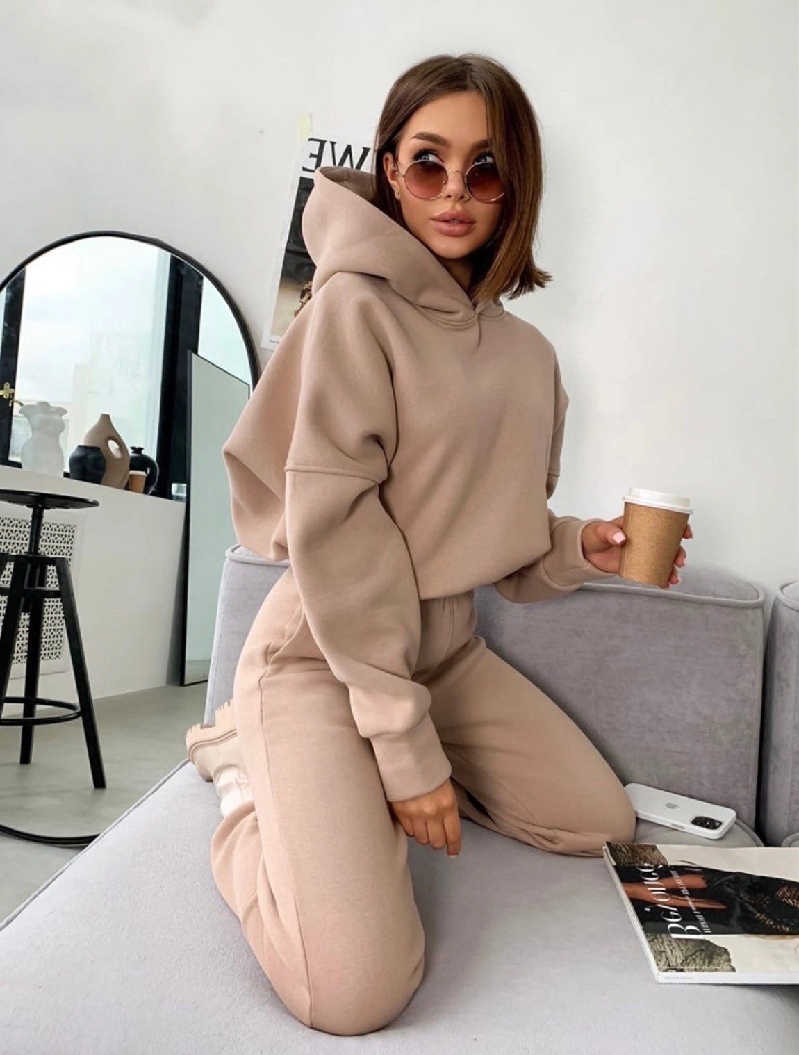 1042g Weight Long Sleeve Sleeve Length Cotton Blend, Polyester Fabric Type Pants Sets Sets Type 2 Pieces Set Quantity Holiday, Daily Occasion Hooded Neckline Loose Fit Type Solid Color Pattern Winter, Autumn Season Women's Gender Streetwear Style Women's Hoodies Sets Long Sleeve Streetwear Solid Color 2