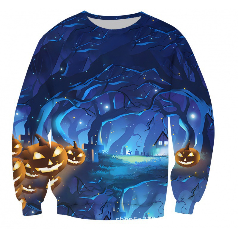 023 venta caliente transfronteriza, estampado en 3D, patrones exquisitos de Pascua, ropa cómoda, suéter de cuello redondo, moda