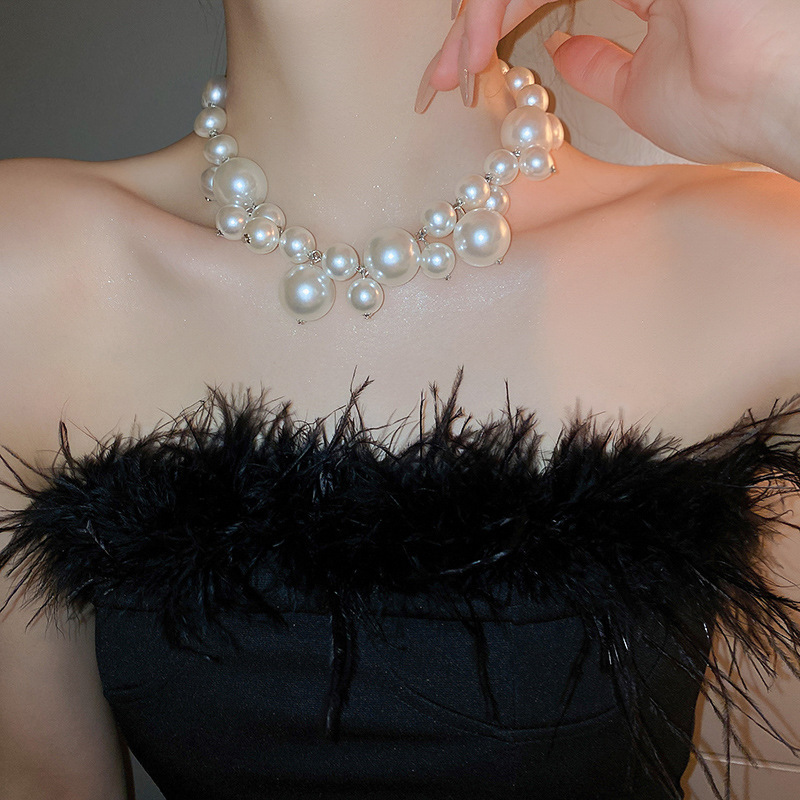 Exaggerated Large Non-pearl Necklace Bride Light Luxury Niche Temperament 2024 New Explosive Collarbone Chain Female Choker_voghion.com