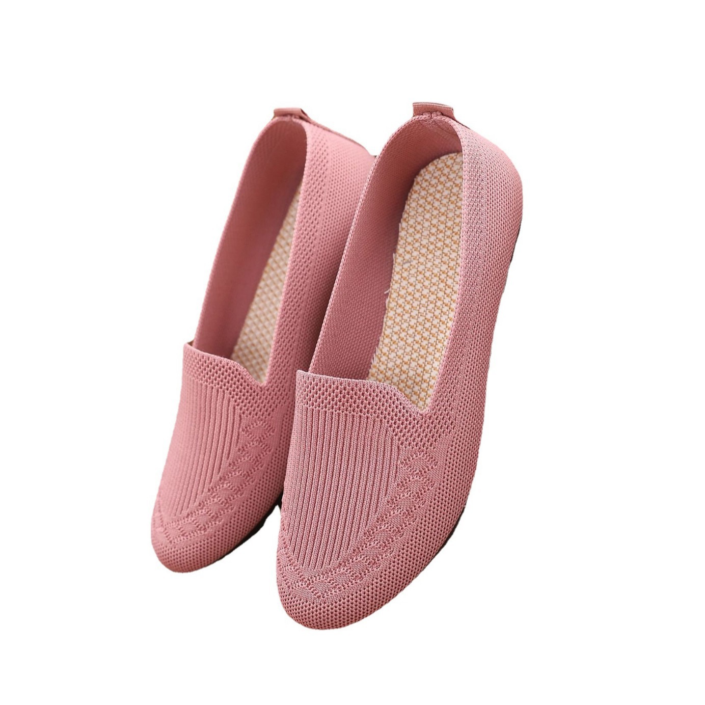 Primavera y verano nuevos zapatos de mujer zapatos de Madre de mediana edad y edad avanzada zapatos de mujer de punto transpirables zapatos casuales de estilo étnico cómodos de fondo suave al por mayor