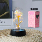 跨境圣诞节永生花小夜灯玫瑰花摆件送女友小朋友生日礼物代批发