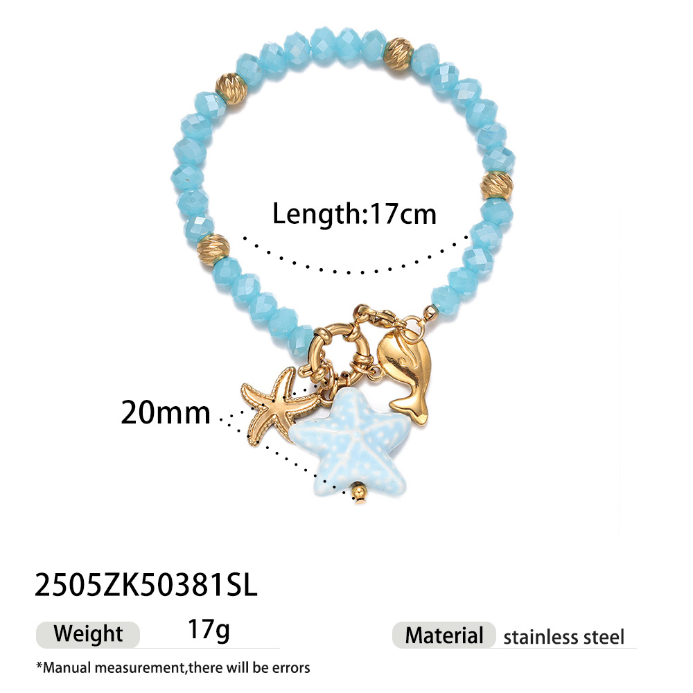 Tena Europa y América Accesorios de acero de titanio Pulsera Ligero Lujo Alta Sensación Natural Piedra Natural Pulsera de concha Joyas transfronterizas con cuentas