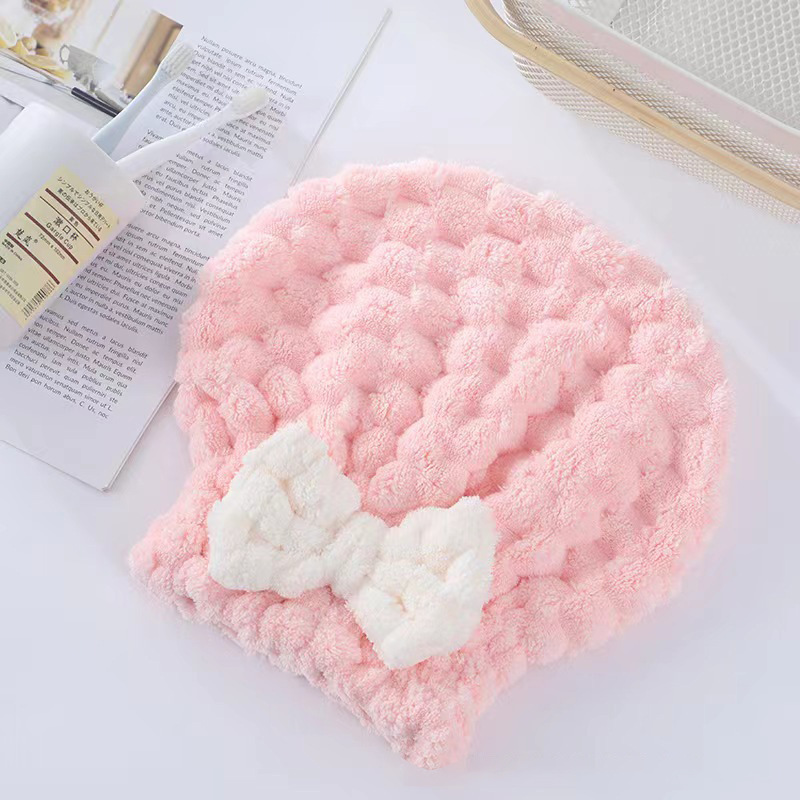 Sombrero de cabello seco de lana de coral damas arco gorro princesa engrosado absorción de agua niñas limpieza de cabello toallas de cuidado del cabello al por mayor image 15