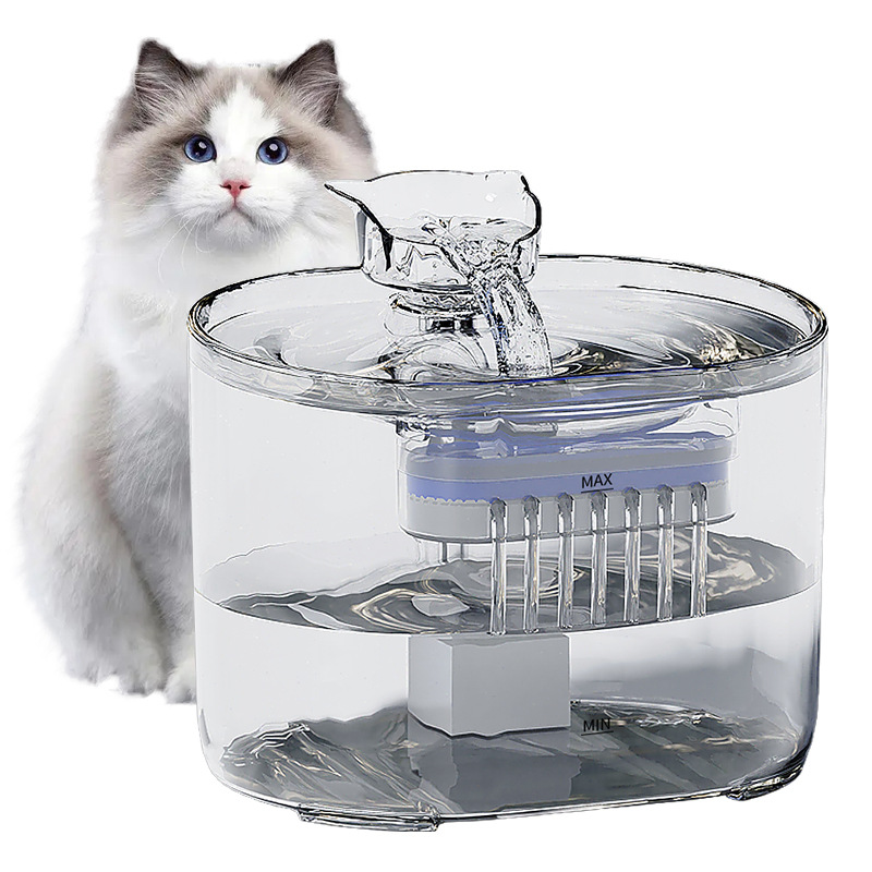 Nuevo dispensador de agua transparente para mascotas, agua de circulación automática, dispensador de agua para gatos, recipiente de agua con filtro, agua viva silenciosa transfronteriza