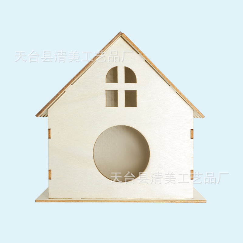 Decoración de casa de madera casa de madera rompecabezas de madera de bricolaje casa de jaula de pájaros rompecabezas de madera casa colgante