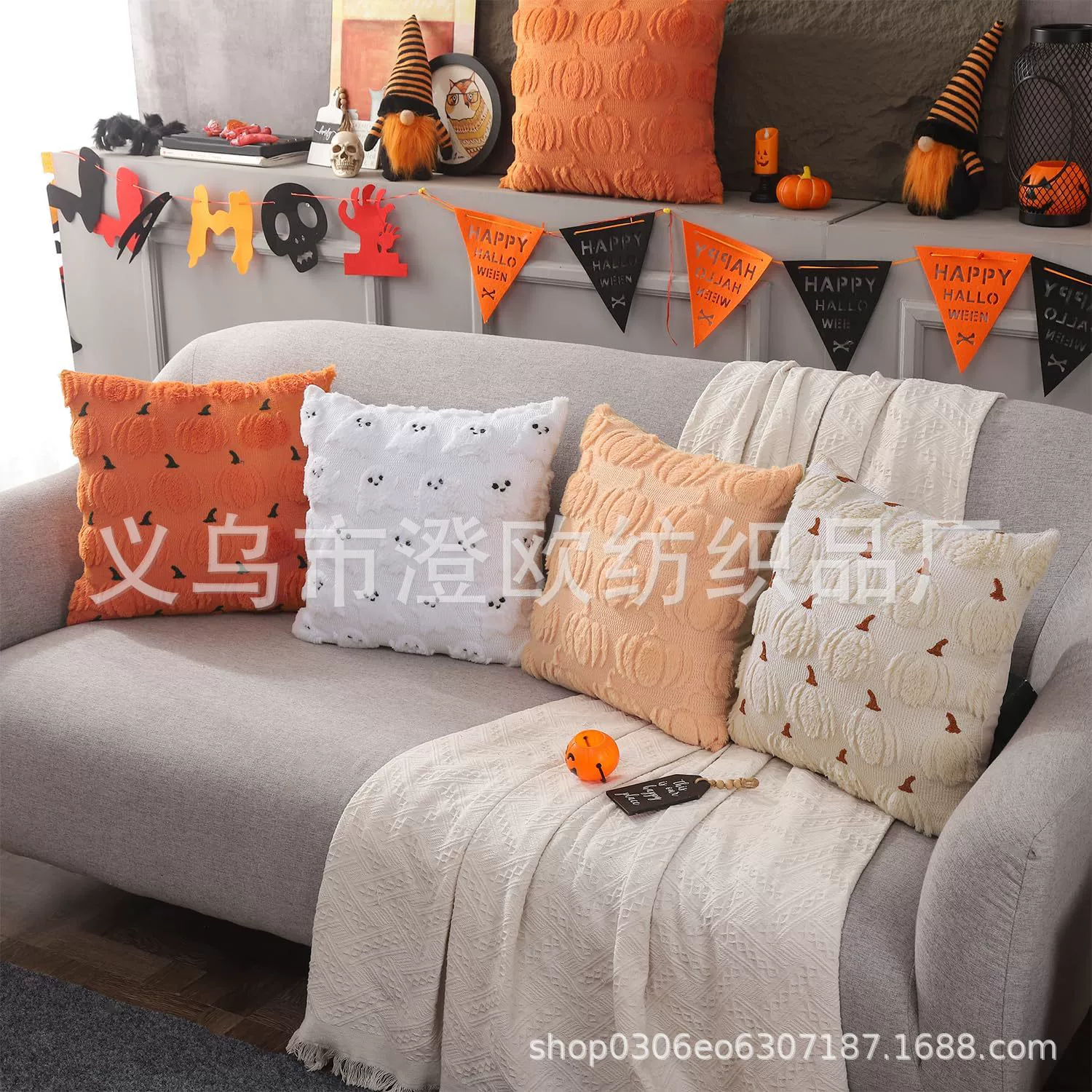 Производитель новый трехмерный плюшевый тыква призрак наволочка для Хэллоуина Декоративная дивановая подушка прикроватная подушка