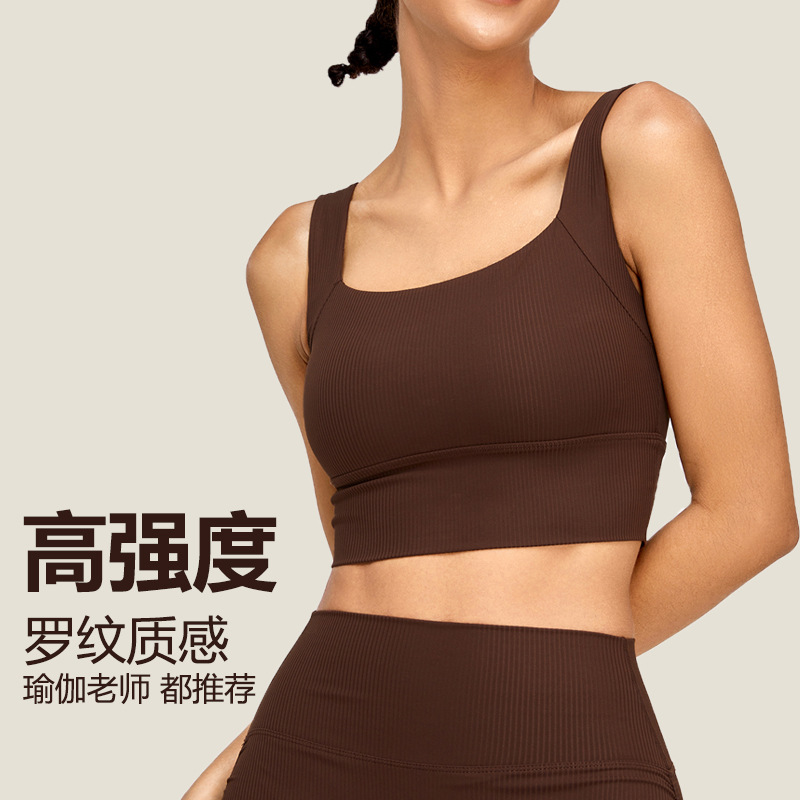 Sujetador de yoga slim fit costilla europea y americana empuja hacia arriba a prueba de golpes en forma de U belleza espalda ropa de yoga fitness ropa interior deportiva con almohadilla en el pecho