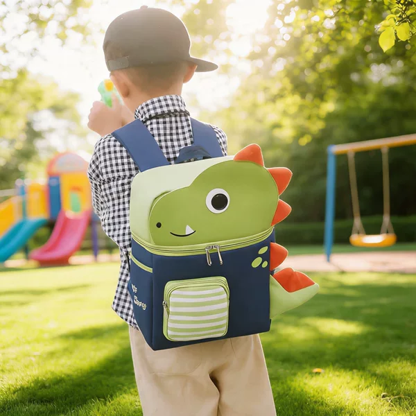 Cartoon Dinosaur Kindergarten Backpack Anti-Lost Bag for Middle and Upper Class Boys and Girls New Model