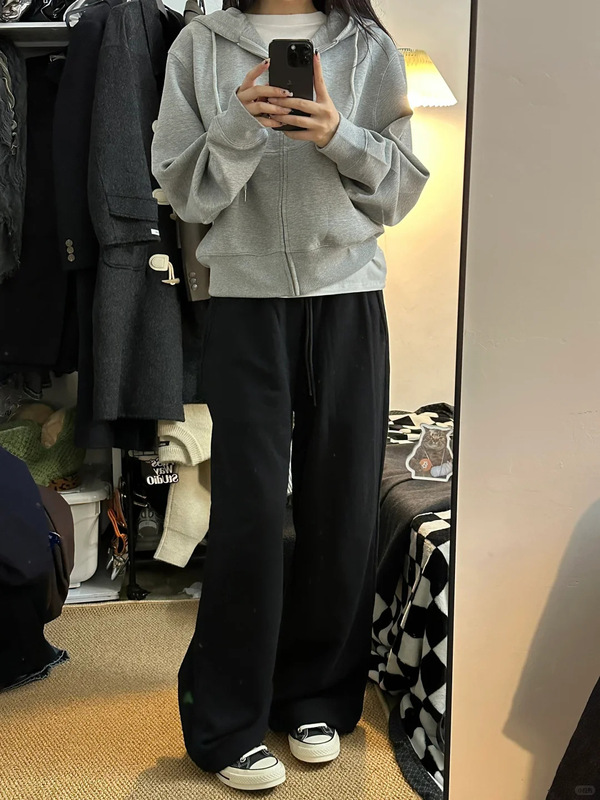 美式短款卫衣外套女春秋季2025新款连帽小个子早初秋天拉链开衫韩|undefined