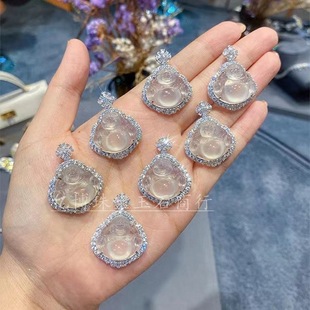 S925 Silver Plated Natural Ice High Ice White Chalcedony Buddha Pendant Comparable to Lucky and Safe Women's Ornament Buddha Necklace