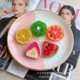 仿真柠檬西瓜草莓切片diy树脂饰品配件发夹抓夹发圈吊坠手工配饰