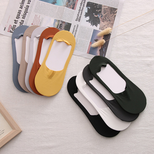 Men's Summer Thin Non-Slip No-Slip Breathable Low-Cut Invisible Socks Absorbent Anti-Odor Cotton-Soled Boat Socks