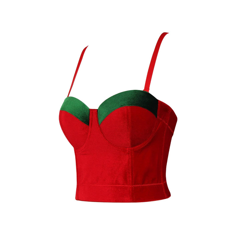 Lu Qiuguo Camisole Women's Outer Wear Velvet Strapless Camisole Christmas Top Slim-fit Corset DB1200
